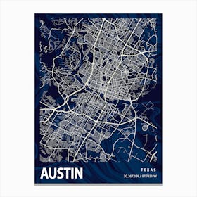 Austin Crocus Marble Map Canvas Print