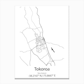 Tokoroa,New Zealand Minimalist Map Canvas Print