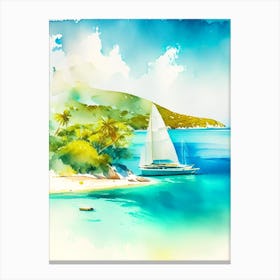 Tobago Cays Saint Vincent And The Grenadines Watercolour Pastel Tropical Destination Canvas Print