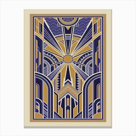 Art Deco Pattern 1 Blue and Gold Canvas Print