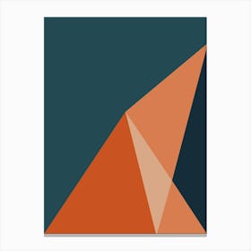 Modern Aesthetic Geometric Abstraction Color Block in Dark Teal Blue and Orange Canvas Print