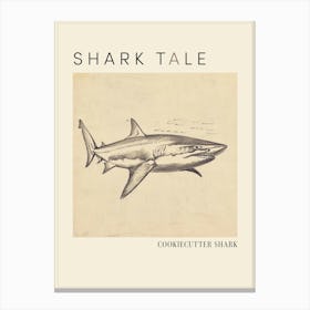 Cookiecutter Shark Vintage Illustration 4 Poster Canvas Print