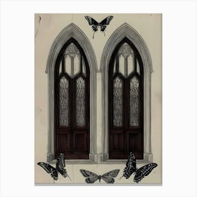 Dark Gothic Two Doors With Butterflies Canvas Print