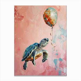 Cute Turtle 2 With Balloon Canvas Print
