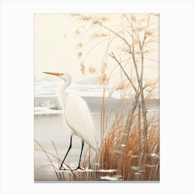 Winter Bird Painting Egret 2 Canvas Print