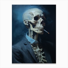 A Painting Of A Skeleton Smoking A Cigarette 4 Canvas Print
