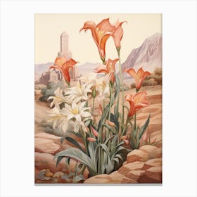 Chinese Sacred Lily  Flower Victorian Style 1 Canvas Print