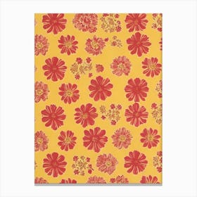 Marigold Floral Print Retro Pattern2 Flower Canvas Print