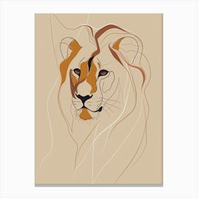 Lion - Boho, Line Art 3 Canvas Print