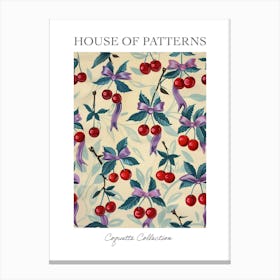 Botanical Bows And Cherries 5 Pattern Poster Canvas Print