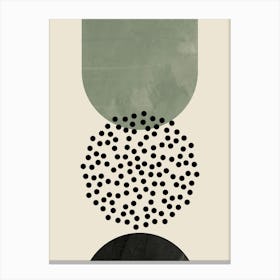 Boho Sage Green, Black and Beige Mid-Century Modern Art, Abstract Line 2 Canvas Print