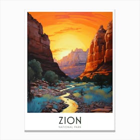 Zion, National Park Maximalist Travel Poster Vibrant Colour Canvas Print