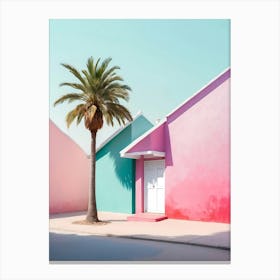 House In Pink And Blue Canvas Print