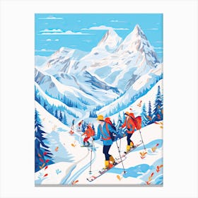 Chamonix Mont Blanc   France, Ski Resort Illustration 6 Canvas Print