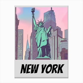 New York City statue of Liberty poster anime style Canvas Print