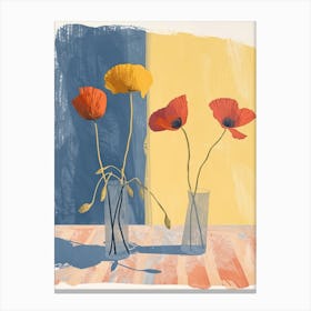 Poppy Flowers On A Table   Contemporary Illustration 3 Canvas Print