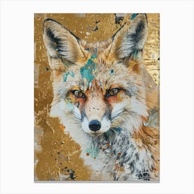 Fox Gold Effect Collage 1 Canvas Print