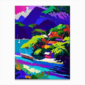 Pulau Lang Tengah Malaysia Colourful Painting Tropical Destination Canvas Print