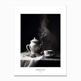 Poster Of Amantea, Italy, Black And White Photo 2 Canvas Print