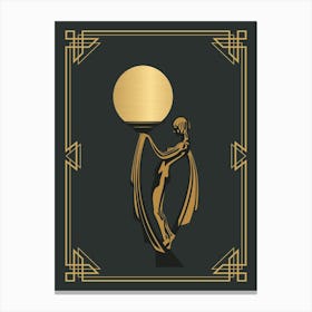 Art Deco Woman Print 2 Black & Gold Canvas Print