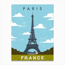 Paris, France — Retro travel minimalist poster Canvas Print