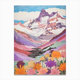 Vinson Massif Antarctica 3 Colourful Mountain Illustration Canvas Print