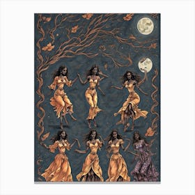 Ilustration V2 Dark Skinned Women Dancing Under Moonlight With 0 Canvas Print