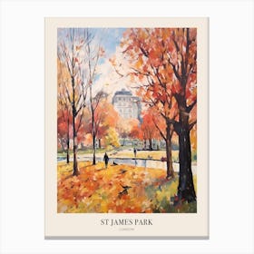 Autumn City Park Painting St James Park London Poster Canvas Print