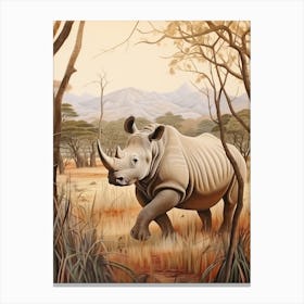 Rhinoceros In The African Savannah 1 Canvas Print