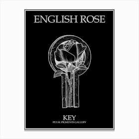 English Rose Key Line Drawing 2 Poster Inverted Canvas Print