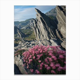 Pink Flowers In The Mountains 5 Canvas Print