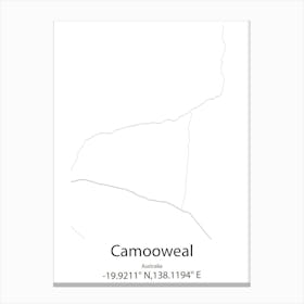 Camooweal,Australia Minimalist Map Canvas Print