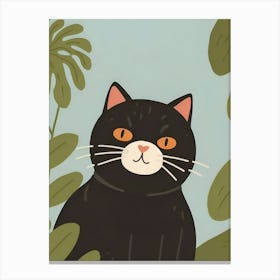 The Mischievous Black Cat In The Jungle Canvas Print