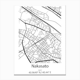 Nakasato,Japan Minimalist Map Canvas Print