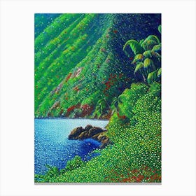 Dominica Pointillism Style Tropical Destination Canvas Print