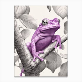 Purple Tree Frog Vintage Botanical 1 Canvas Print