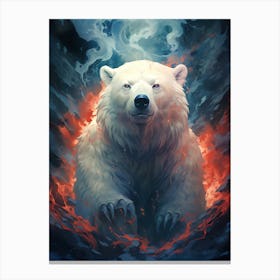 Polar Bear In Fire Canvas Print