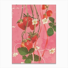 Strawberry Laces Candy Sweets Retro Collage 1 Canvas Print