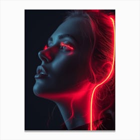 Glowing Enigma: Darkly Romantic 3D Portrait: Neo-Noir Canvas Print