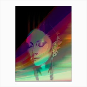 Portrait of a woman, trippy, Psychedelic, artwork print, "Pausing For A Moment" Canvas Print