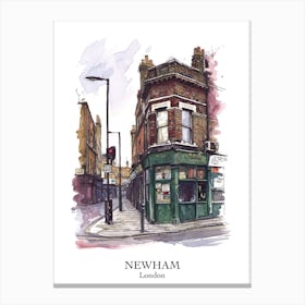 Newham London Borough   Street Watercolour 1 Poster Canvas Print