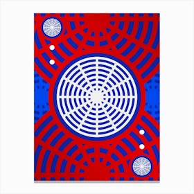 Geometric Abstract Glyph in White on Red and Blue Array n.0086 Canvas Print