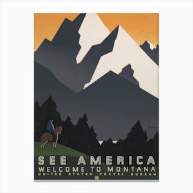 See America Montana Travel Poster Canvas Print