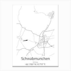 Schwabmunchen,Germany Minimalist Map Canvas Print