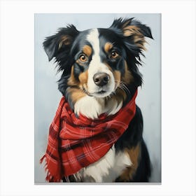 Australian Shepherd Wearing A Christmas 1 Canvas Print