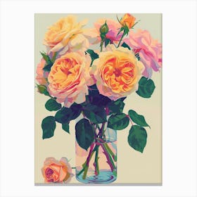 English Roses Painting Rose In A Vase 2 Canvas Print