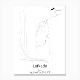 Lefkada,Greece Minimalist Map Canvas Print