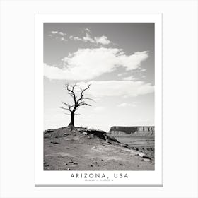 Poster Of Arizona, Usa, Black And White Analogue Photograph 1 Canvas Print