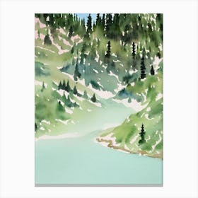 Jasper National Park Canada Water Colour Poster Canvas Print