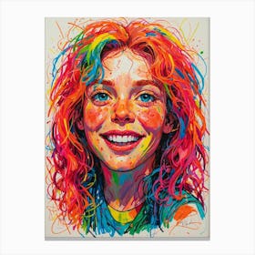 Young Girl With Colorful Hair Canvas Print